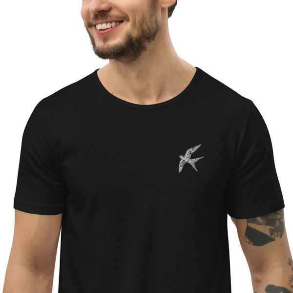 Love Bird | emroidered curved hem t-shirt